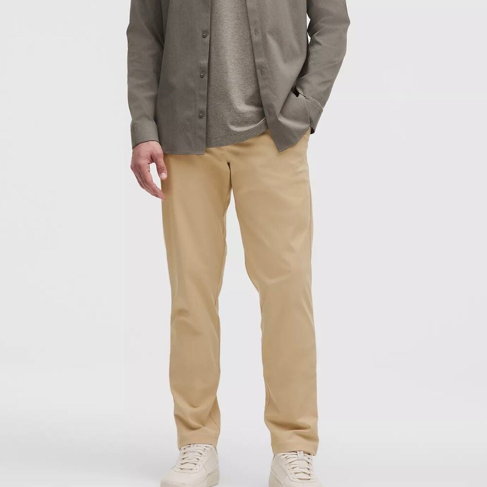 Lululemon Men ABC Tech Pant Warpstreme Travel Stretch Golf Office Khaki 32 x 29